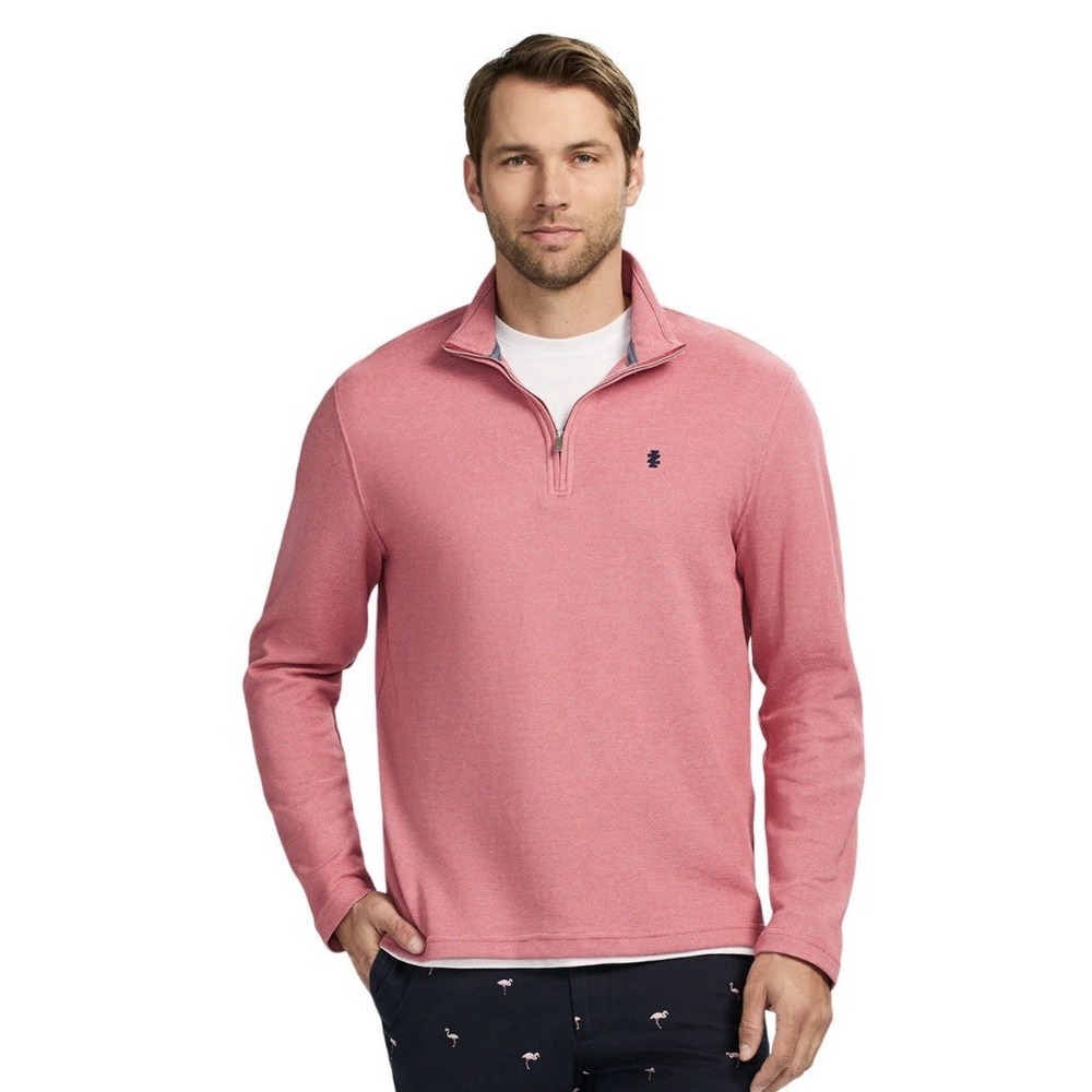 IZOD Men's‎ Coral Pink Quarter Zip Pullover Sweater Long Sleeve Size L